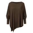 thumbnail image 4 of LYXSSBYX Womens Plus Size Tops Clearance Women Casual Plus Size Round Neck Solid Long Sleeve Irregular Sweatshirt Loose Print Pullover Tops Blouse, 4 of 7