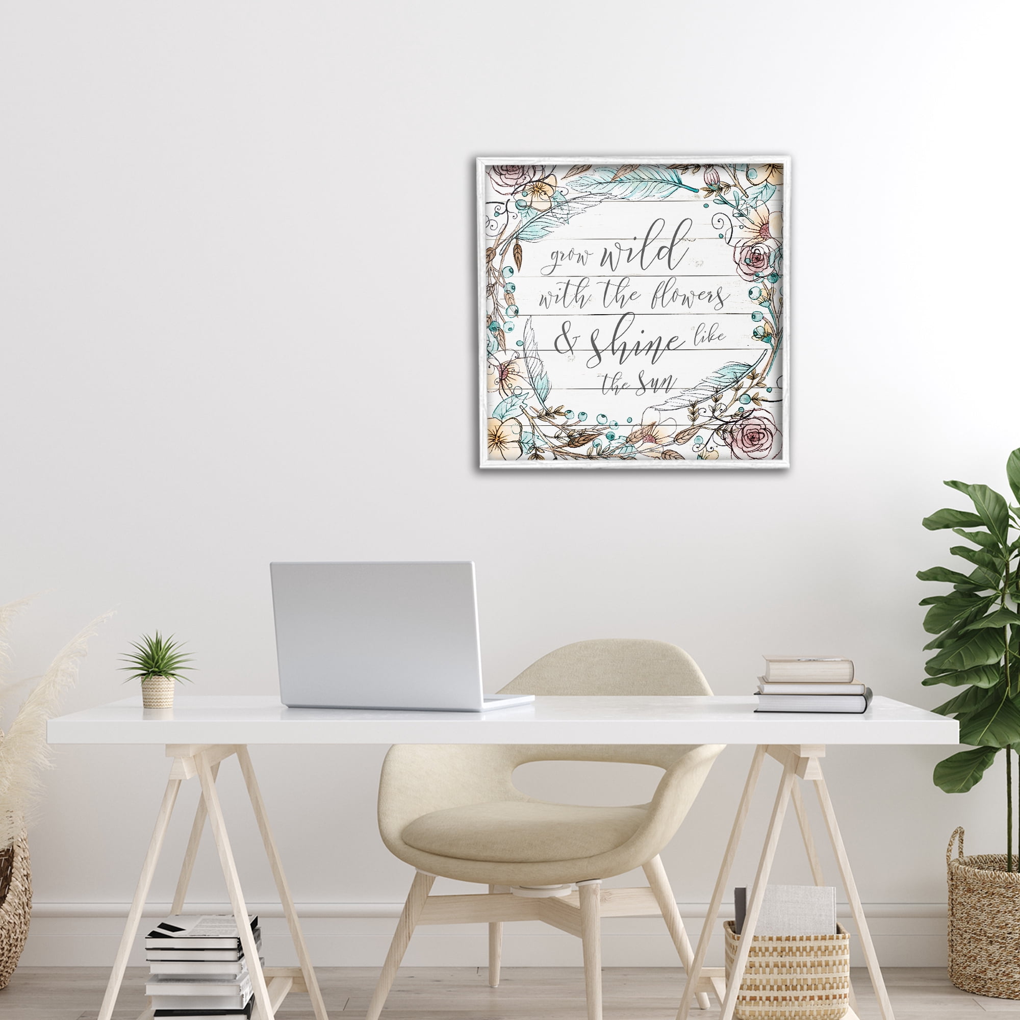 Stupell Industries Grow Wild With Flowers White Framed Giclee Art, design by SD Graphics Studio