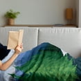 thumbnail image 3 of Northwoods Soft Flannel Fleece Throw Blanket, Evening in the Mountains Oak Forest with River Wilderness, Cozy Plush for Indoor and Outdoor Use, 50" x 70", Fern Green Dark Teal, by Ambesonne, 3 of 5