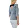 thumbnail image 6 of ToBeInStyle Women's Bow-Back 3/4 Sleeve Top with Side Shirring, 6 of 7