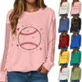 thumbnail image 4 of zaveiop Baseball Sweatshirt for Womens 2025 Long Sleeve Comfy Baseball Shirts Softball Crewneck Graphic Pullover Top (Z-Pink, XL), 4 of 8