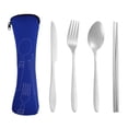 thumbnail image 1 of Namzi Portable Travel Dinnerware With Case, Stainless Steel Reusable Portable Utensils Set With Case, Travel Silverware Set With Case-Dark Blue, 1 of 5