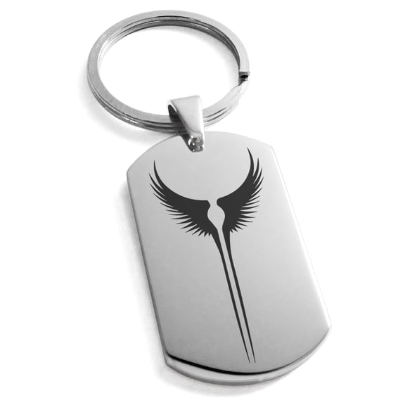 Tioneer Stainless Steel Rise of the Valkyrie Engraved Dog Tag Keychain Keyring