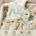 thumbnail image 2 of Cable Knit Throw Blanket for Couch, Chenille Sherpa Soft Cozy Throw Blankets for Sofa Chair Comfortable Home, 50"x60", Beige, 2 of 8