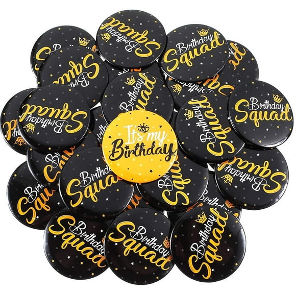 WSNIJFU 26 Pieces Birthday Squad Pins Birthday Button Pin It's My Birthday Button Birthday Badges Birthday Squad Pinback Button for Women, 2 inch