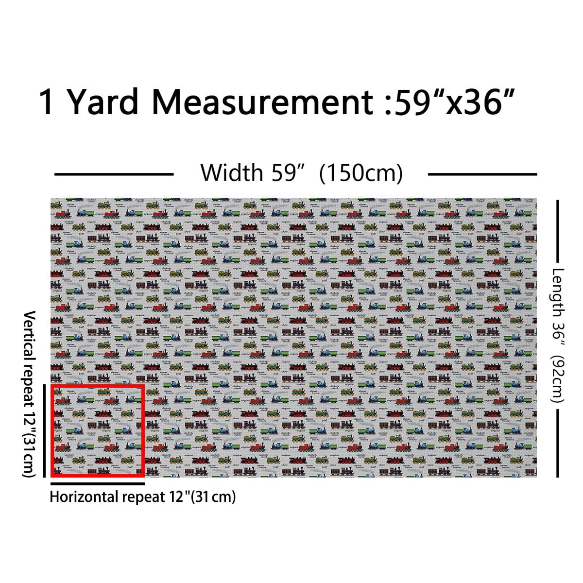 Feelyou Boys Train Fabric by the Yard 5 Yards, Traffic Transportation Room Decor Fabric by the Yard, Railway Fabric for Sewing, Microfiber Bedroom Decor