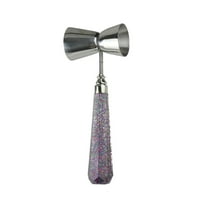 8" Diamond Cut Design Multi-color Glitter and Silver Stainless Steel Bar Jigger by Wild Eye