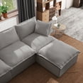 thumbnail image 3 of Indecor Home Sectional Sofa 3 Seater with Ottoman Convertible Couch Linen Blend Sofa Set for Living Room Furniture Gray, 3 of 10