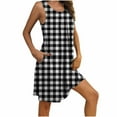 thumbnail image 5 of Oksale Plaid Print Pajama Dress for Women Trendy Pleated Midi Sleep Shirts Casual Round Neck Nightgowns Soft Sleeveless Night Gown for Home Black XL, 5 of 7