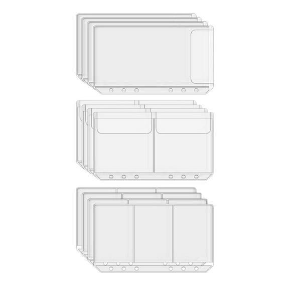 HEMOTON Clear PVC Binder Pockets for Storage Lightweight Perfect for Business Cards Receipts and More 12 Pieces