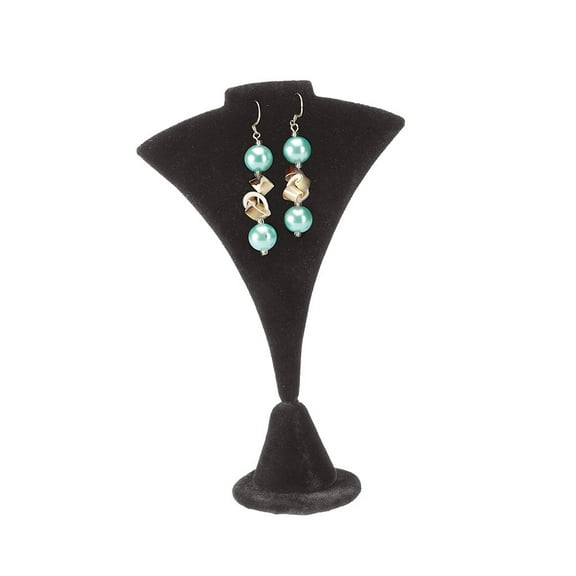 SSWBasics 6 inch Fan-Shaped Black Velvet Earring/Necklace Display Stand - Pack of 25