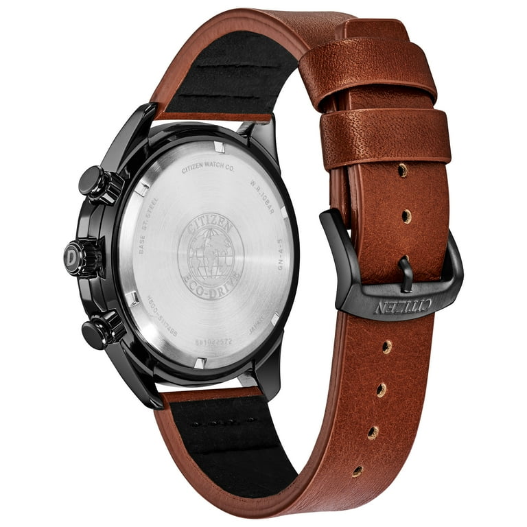 Citizen Men's Eco-Drive Chronograph Brown Leather Strap Watch