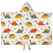 Dinosaur with Bones Pattern Hooded Bath Towel，60"x35" for Ages 3 To 12 Kids, Quick Dry Lightweight Soft Microfiber Hood Beach Towel Cover Up for Kids