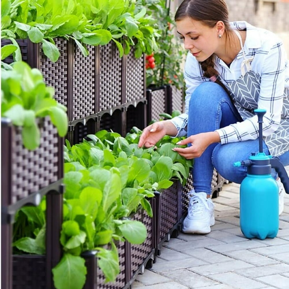 EasyGrow Plastic Square Raised Garden Bed Kit for Indoor