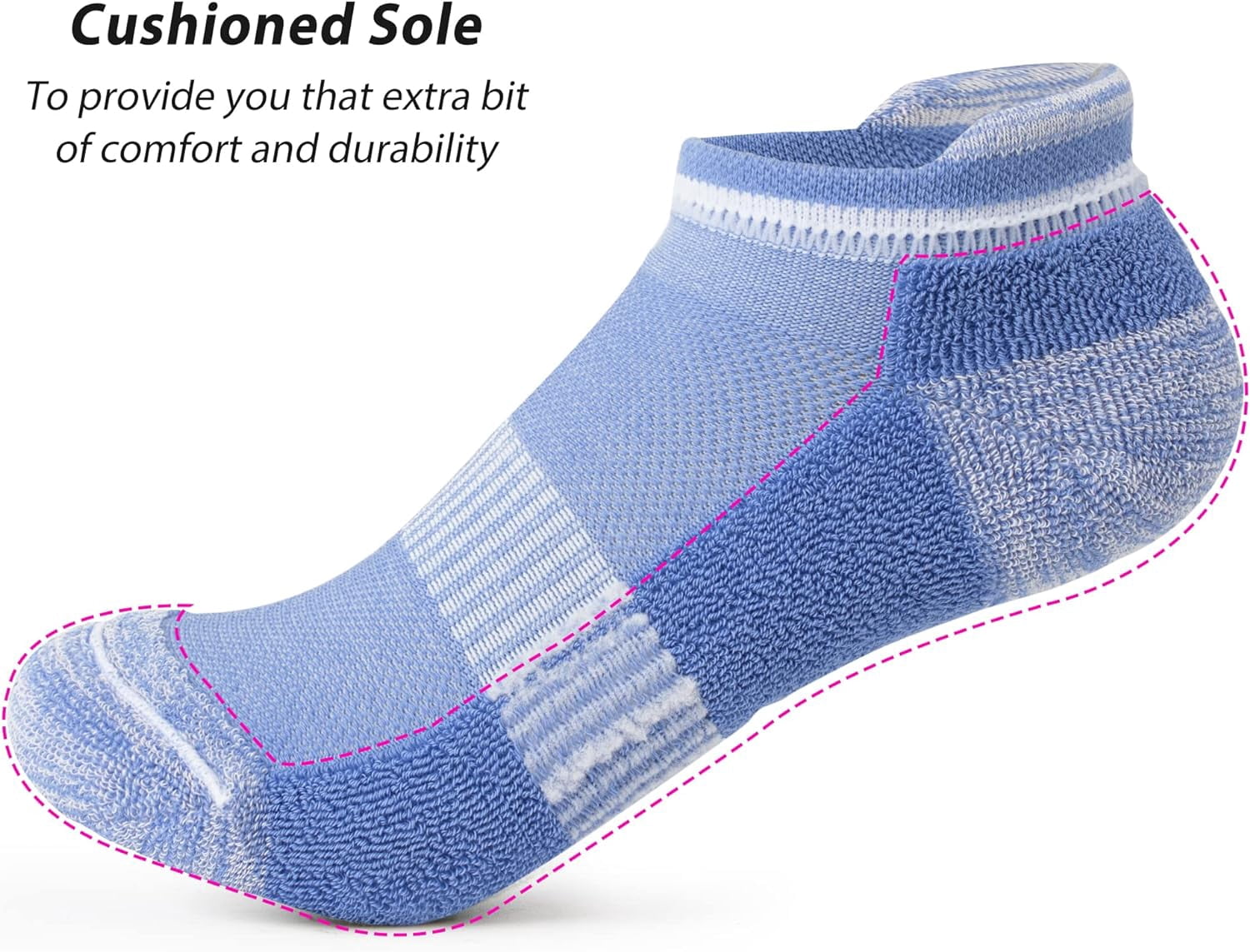 Womens Ankle Socks 5 Pairs Cushioned Running Athletic No Show Socks With Tab