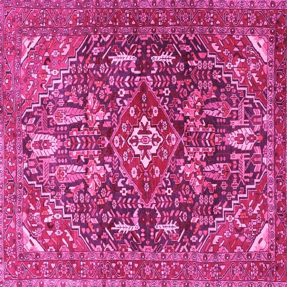 Ahgly Company Indoor Square Persian Pink Traditional Area Rugs, 7' Square