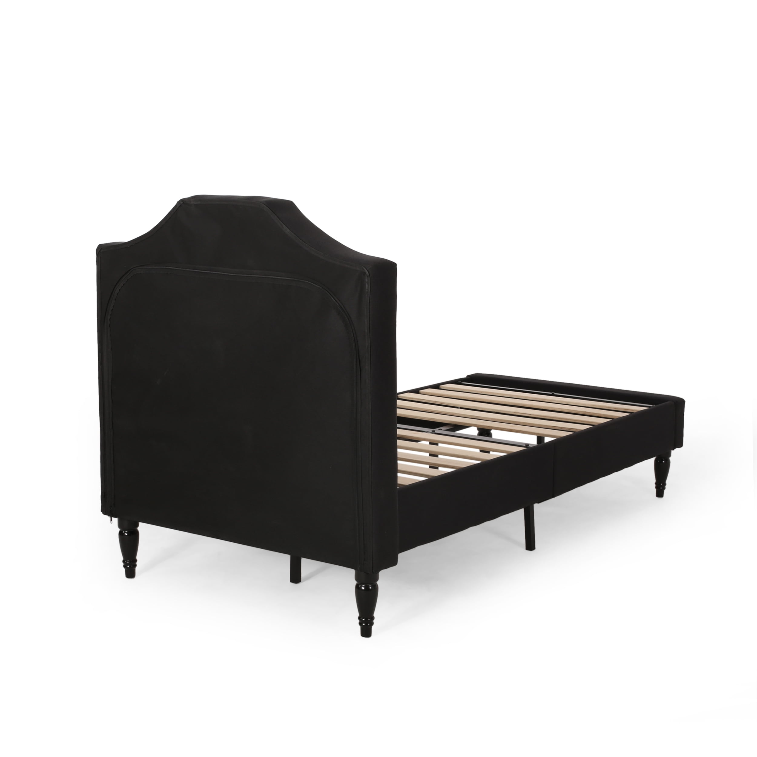 Noble House Rigley Contemporary Upholstered Twin Bed Platform, Black