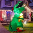 thumbnail image 5 of GOOSH 6.5 FT Green Dinosaur Christmas Inflatable Cute Christmas Dinosaur Inflatable Dinosaur Inflatable Christmas Decorations with Build-in LED Light for Indoor Outdoor Party Garden Christmas Decor, 5 of 8
