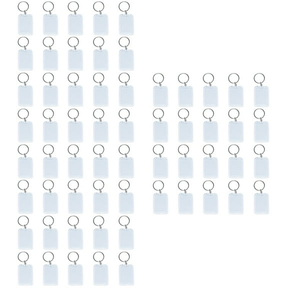 60 PCS  Acrylic Keychain Decorations Creative Blank Key Ring Pendant Transparent Plastic Key Chain Crafts for Bag Backpack