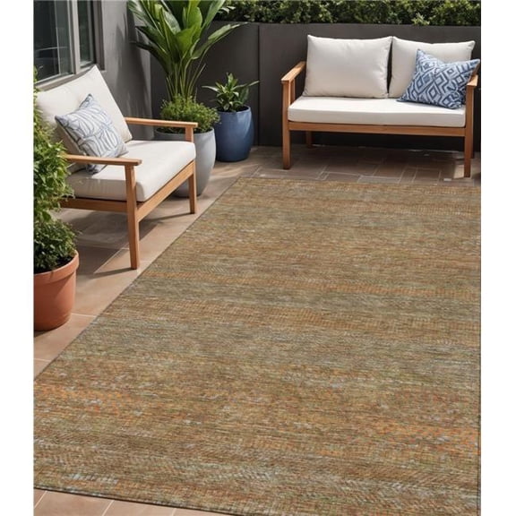 HomeRoots 615639 5 x 8 ft. Taupe & Brown Striped Washable Indoor & Outdoor Rectangle Area Rug