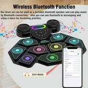 Lvelia Electronic Drum Set for Kids Adults,9-Pads Roll-up Drum Pad Electric Drum Set with Headphone Jack Built-in Speaker Sticks Foot Pedals for Christmas Birthday Gift
