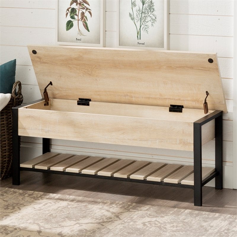 48" OpenTop Storage Bench with Shoe Shelf White Oak Walmart Canada