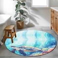 thumbnail image 4 of Area Rug 36in, Summer Sea Turtle Starfish on Blue Floor Carpet Living Room Rug, Watercolor Coral Non-Slip Welcome Mat Indoor Rugs for Bedroom Dining Room, 4 of 9