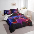 thumbnail image 3 of Castle Fairy Abstract Gradient Gamer Twin Bedding Sets 7-Piece for Female Men,Graffiti Splash Bedding Comforter Set Microfiber,Video Game Breathable Sheet Sets,Breathable Home Decor,Reversible, 3 of 8