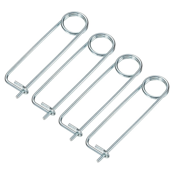Uxcell 4-Pack Pin de Seguridad de Chaveta en Forma de Broche, Pines de Acero de Resorte M3.2x80mm, Sujetadores de Broche de Bloqueo Rápido, Clips Retenedores Pesados