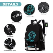 Ficcug Luminous School Bags Backpacks,16 Laptop Backpack with USB Charge Port,Student Bookbags for Boys Girls Women Men Teens,Black