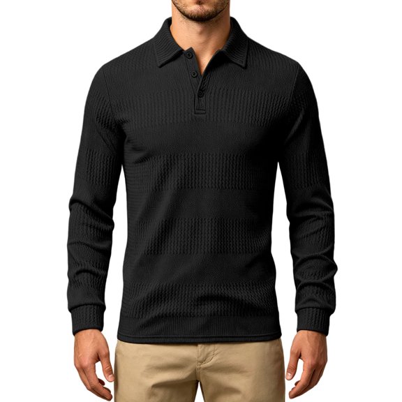 yillto Mens Long Sleeve Golf Shirts Collared Button down Neck Shirt Casual Business Work Tees Tops