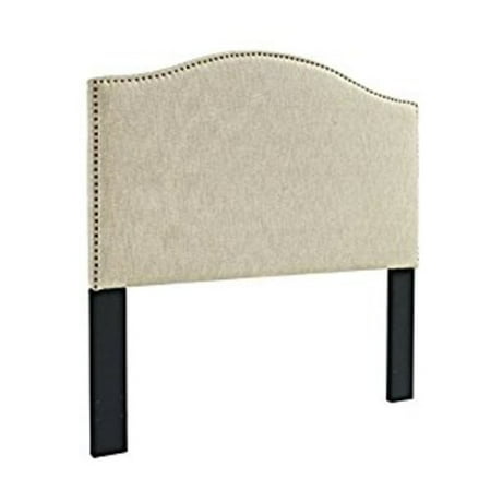 Curved Tan Linen Headboard, King / Cal. King