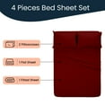 thumbnail image 2 of Kanak Bedding 4 Pieces Egyptian Cotton Sheet Set with 19" deep Pocket,1 Flat Sheet,1 Fitted And 2 Pillowcases, 1000TC( Queen, Burgundy), 2 of 4