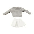 thumbnail image 3 of Sudadera con capucha y falda de manga larga a escala 1/12, disfraz informal ajustado con hombros descubiertos top gris, 3 of 9