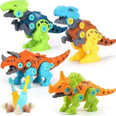 Tyethy Take Apart Dinosaur Toys with Tool Drill, Educational Building Construction Toy Set Gift Toys for Kids Age 3 4 5 6 7 8, 2 Pcs