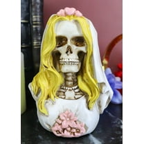 Day of The Dead DOD Skeleton Bride with Pink Flowers and Hearts Mini Figurine