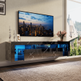 thumbnail image 2 of ChVans Floating TV Stand Wall Mounted for TVs up to 70", High Glossy Entertainment Center with 20 LED Lights, Hanging Remote TV Cabinet Media Console, Black Marbled, 2 of 11