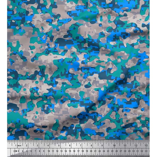 Soimoi Velvet Fabric Two Tone With Grey Camouflage Decor Fabric Printed Yard 58 Inch Wide