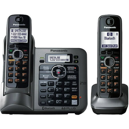 PANASONIC KX-TG7642M DECT 6.0 Link-to-Cell Bluetooth(R) Phone System with Reversible Handsets & Digital Answering System (2-handset system)