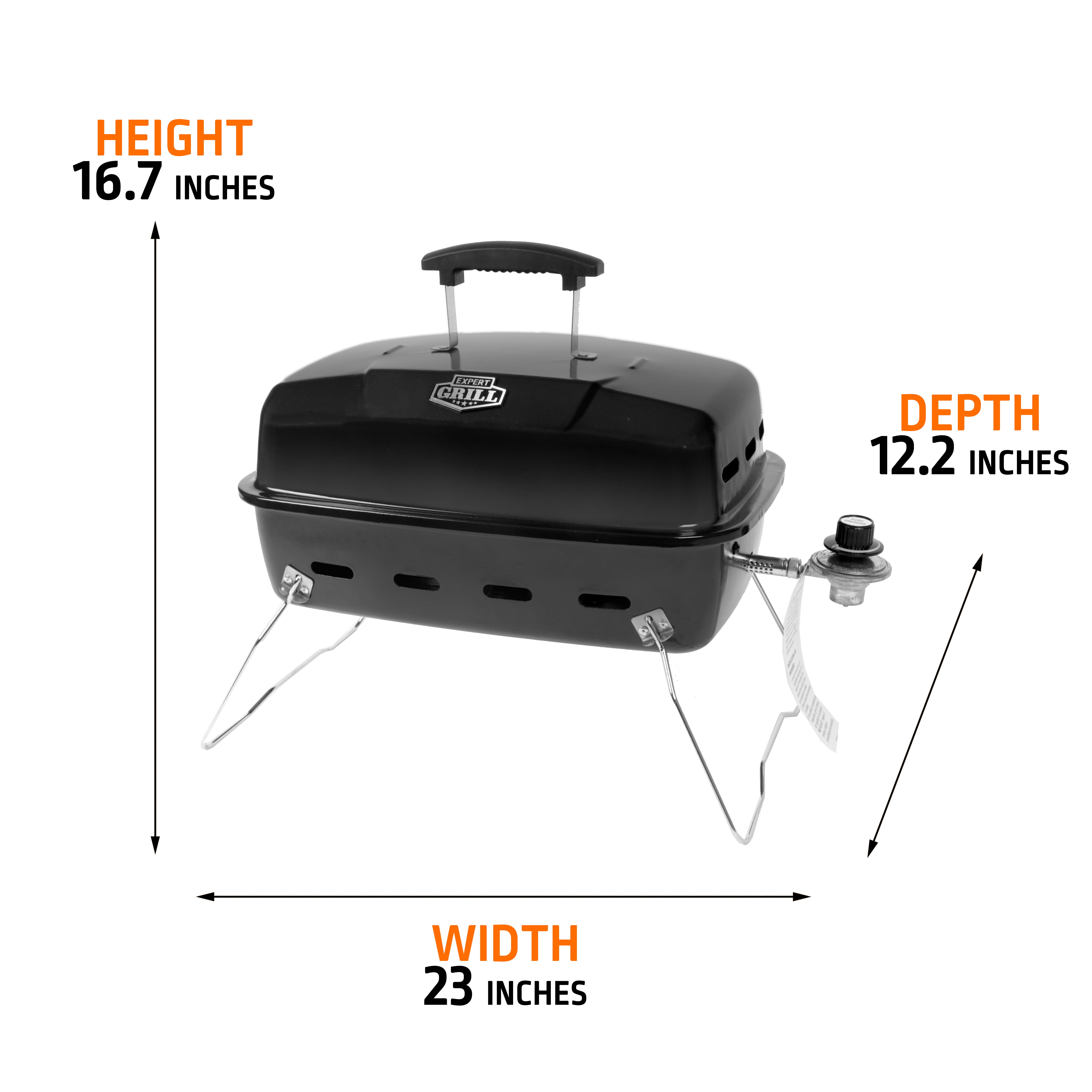 Expert Grill 1-Burner Black Portable Propane Gas 17.5 inch Grill, with Removable Lid