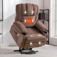 thumbnail image 3 of HSUNNS Recliners Lift Chair for Elderly, Living Room Cotton Recliner Chair with Massage and Heat, Single Sofa with USB Port, Cup Holder, Side and Front Pocket, Brown, 3 of 12
