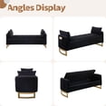 thumbnail image 3 of Aemeios 66"W Tufted Storage Bench for Bedroom End of Bed with Gold Legs and Two Pillows, Black, 3 of 12