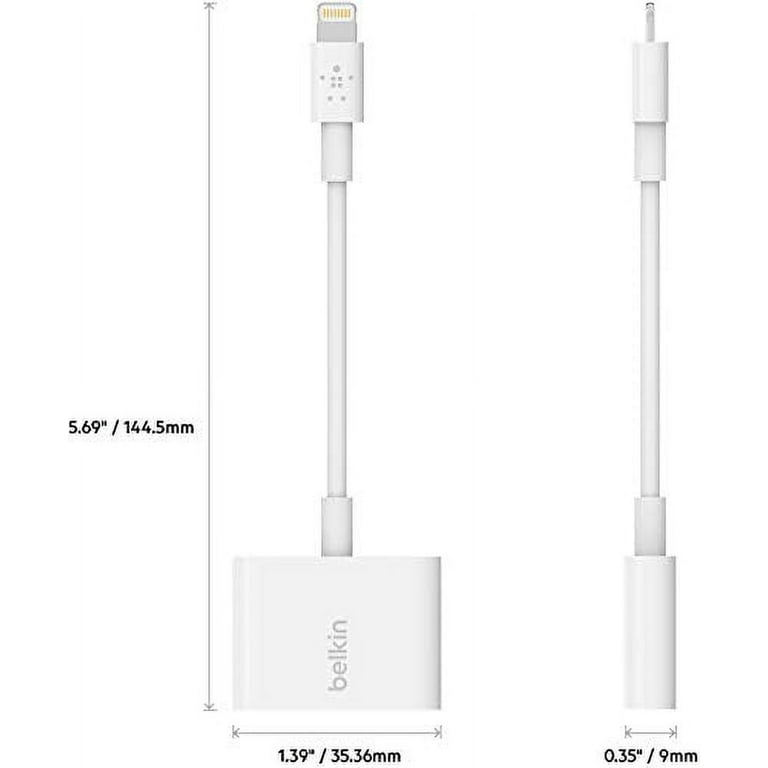  Belkin RockStar Lightning Audio Cable and Charger for iPhone 14,  13, 12, 11, 10 - White : Everything Else