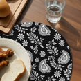 thumbnail image 3 of Black Paisley Round 15 Inch Placemats Set of 6, Ethnic Vintage Floral Botanical Abstract HeatResistant Non Slip Place Mats for Dining Table, Wipeable Braided Kitchen Table Mats for Housewarming, 3 of 9