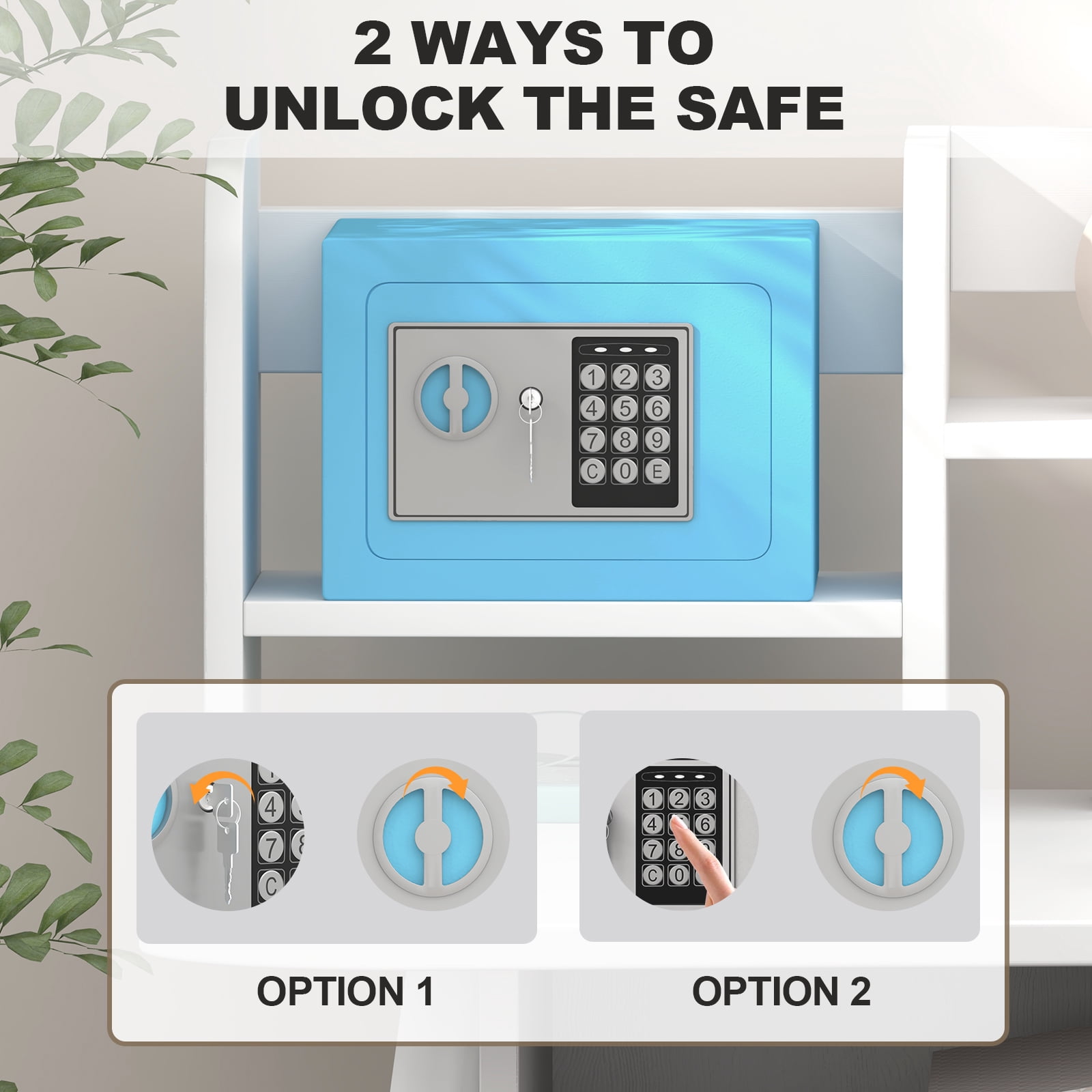 Secure Safe With Key And Password Money Home Safe, 0.23 Cubic Feet Small Safe, Mini Storage Cabinet, Suitable For Home Use, Can Store Money, Documents, And Valuable Items