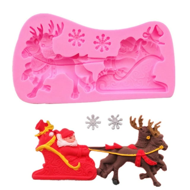 Molde de chocolate pastel con forma de Papá Noel y alce para hacer decoraciones navideñas y hornear de forma casera. Crea diversión festiva