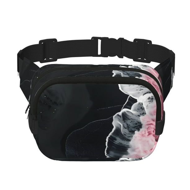 Balery Pink White Ocean Waves Mochila Cinturón para Mujeres y Hombres, Bolsa de Cintura Impermeable de Doble Capa con Correa