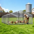 thumbnail image 5 of WUKHG Large Walk-in Chicken Coop - Metal Enclose Chicken Coops with Roof, Outdoor Cage Dog Kennel, Predator Protection for Backyard Animals, 9.8x19.7x6.4ft, 5 of 15