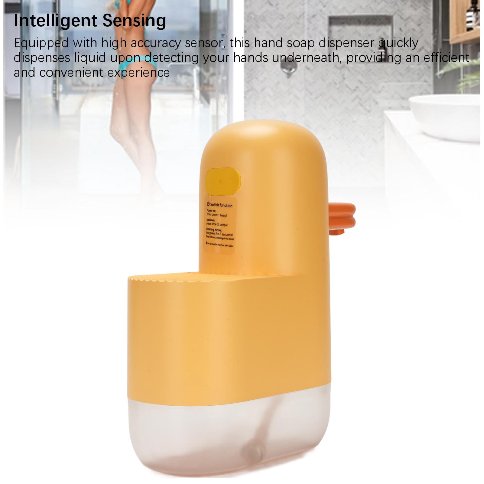BIMZUC Automatic Foaming Soap Dispenser Cute Duck Touchless Smart Sensor Wall Mounted Hand Washer Bathroom Kitchen Rechargeable Battery 350ml 11.8 fl oz Type 2
