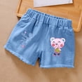 thumbnail image 2 of Tween Girls Denim Shorts Elastic Waisted Toddler Toddler Bear Embroidery Cute Casual Shorts For Little Girls Summer Short Jeans 2-3T, 2 of 3